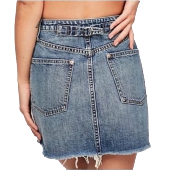 Free People Denim Mini Skirt Size 26 - Picture 2 of 5